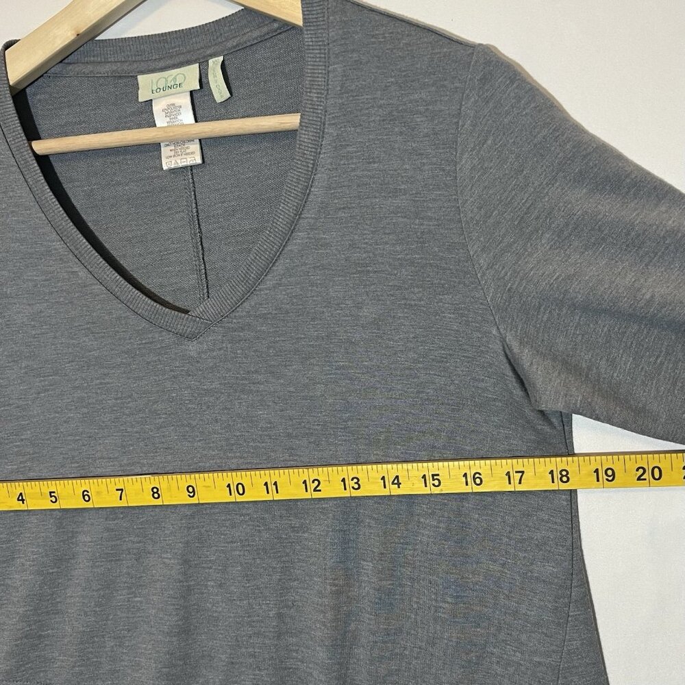 Logo Lounge Women's Top Sweatshirt Gray XS V Neck Pockets Long Sleeves Stretch - Picture 6 of 7